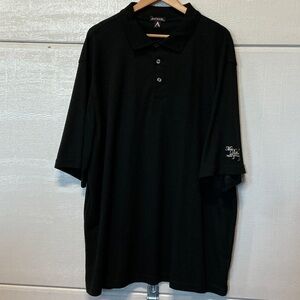 Antigua Men's Black Polo with Subtle Sleeve Embroidery Golf Shirt